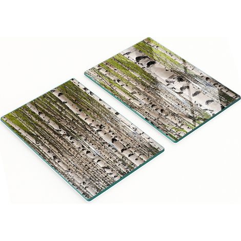 Taglieri da cucina in vetro con grafica "Foresta di betulle" 2x40x52 cm (1/5)