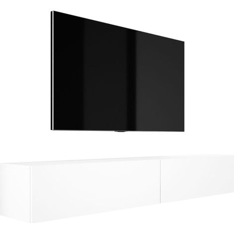 Meuble TV Suspendu, (2 × 100) × 34 × 32 cm, Blanc Mat (1/5)