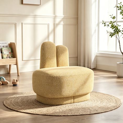 Pouf Repose-Pieds Rond Moelleux,Design Lapin Adorable avec Dossier,Charge Max 120kg,Tabouret Décoratif Moderne pour Salon et Chambre