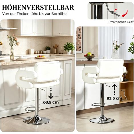 Chaise de bureau réglable en hauteur, tabouret de bar avec accoudoirs et dossier, siège de travail confortable (chaise seule) (1/5)