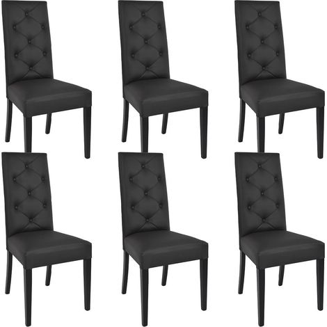 TREVI - Lot de 6 Chaises Simili Noir et Pieds Laqués (1/2)