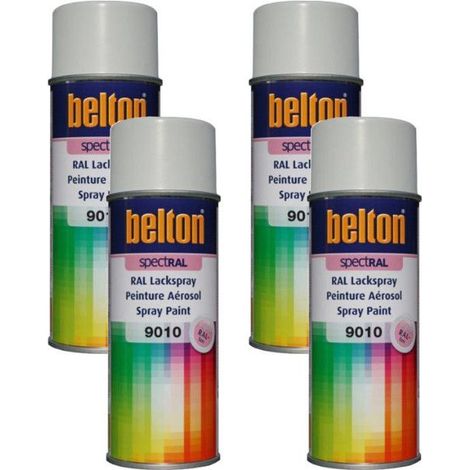 4 bombes de peinture Belton Spectral RAL9010 Blanc pur brillant 400ml