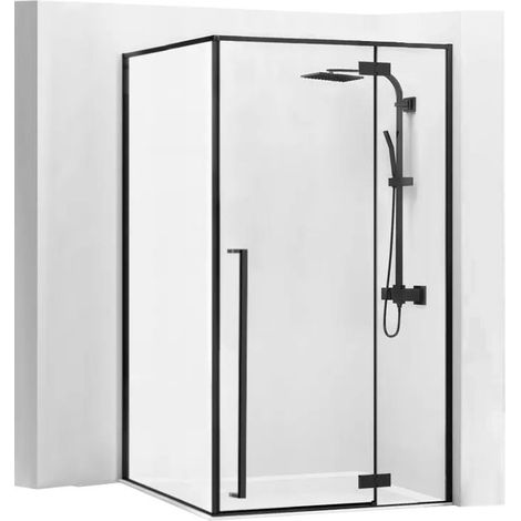 REA DUSCHKABINE FARGO 80X100 BLACK + DUSCHTASSE SAVOY WHITE