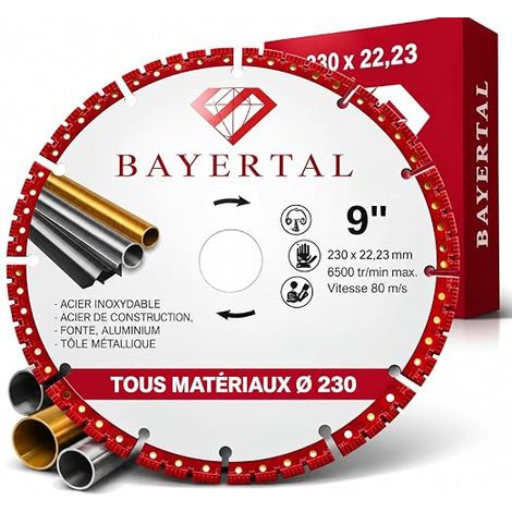 Disque diamanté de découpe 230 mm x 22,23 – Disque pour acier, fer, alu, plastique, béton et plus – Disque diamanté de précision 230mm (1/4)