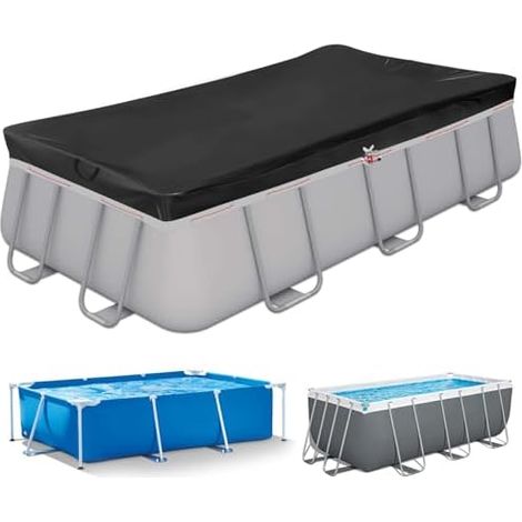 Poolabdeckung Rechteckig für 300-200 cm Pool Pool Plane 305x205cm Sommer & Winter Poolplane 420D Oxford Reißfest Abdeckplane für INTEX & BESTWAY Pools (Schwarze Ösen) (1/5)
