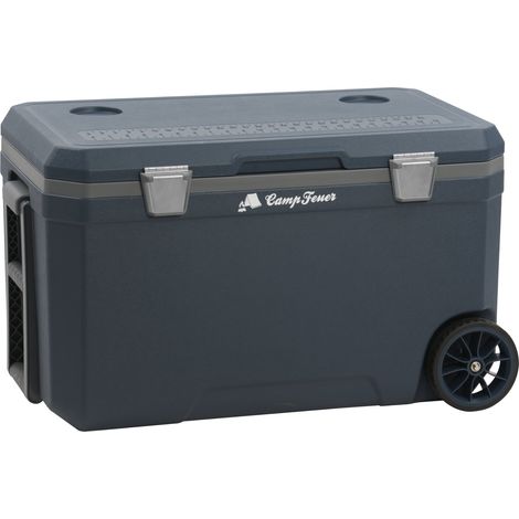 CampFeuer Kühlbox navyblue 70 Liter mit Rädern, Rollkühlbox, isolierte Kühlbox mit Griffen, fahrbare Cooling Box, Eisbox, Mini Kühlschrank (1/5)