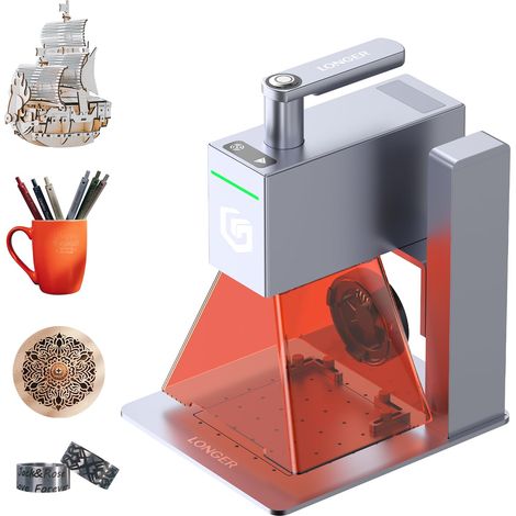 Longer Nano Incisore Laser Portatile, incisione ad alta velocità 5000 mm/s, precisione 0,05×0,05 mm, strumento fai-da-te per legno, acrilico, pelle, tessuto, metallo, ceramica (1/5)