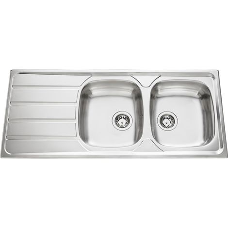 Évier de cuisine Inox lisse Montebello - L 1160 x l 500 x P 160 mm - sous-meuble 60 cm - Aquatop (1/2)