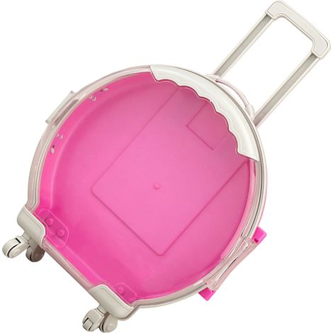 Rangement jouets enfants polyvalent mini forme valise ronde coffre à maquillage avec roulettes pour voyage maison aubergine (1/4)