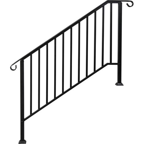 Matte Black Outdoor Iron Handrail with 4 Levels for Enhanced Safety and Style (1/5)