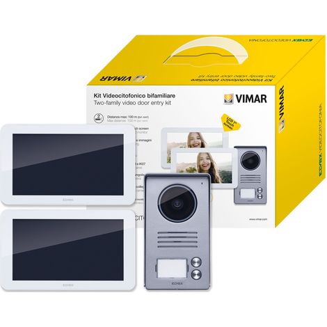 Vimar K40916 Kit Videocitofono 7" Touch Screen Bifamiliare Con Alimentatore Multispina, Grigio, 11.36 x 18.88 x 1.84 cm 1.88 Kg (1/5)