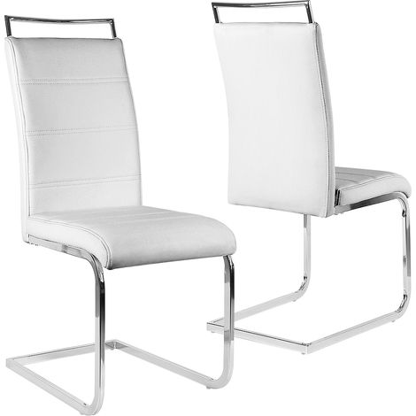 sedie da pranzo poltrona cantilever,Sedie Moderne Sala da Pranzo Cucina,Ecopelle,2pz，bianco