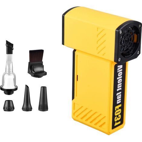 Souffleur à Air Électrique Comprimé – Portable, Rechargeable et Sans Fil, avec Lampe LED Intégrée, Ventilateur Turbo à 80000 tr/min pour Clavier, Ordinateur, Voiture et Plein Air, Couleur Jaune (1 Set (1/5)