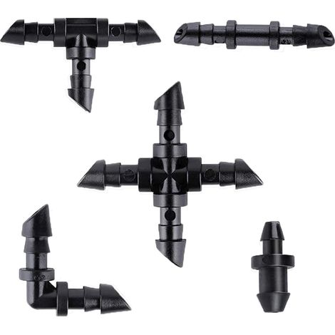 Sistema di irrigazione del giardino, kit di irrigazione automatica del kit di irrigazione, connettori per tubi da 1/4 di pollice Kit di irrigazione per tubi per piante da serra per giardino, serra, or (1/5)