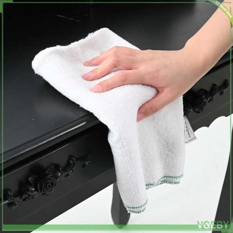 4014091 Chiffon de nettoyage 10 pcs blanc et des rayures vertes 50x60cm (1/5)