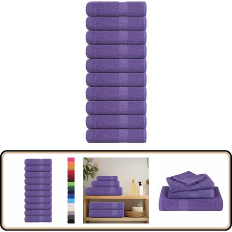 vidaXL Serviettes de douche 10 pcs violet 70x140cm 360 g/m² 100% coton (1/5)