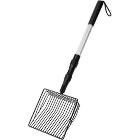 Pelle à litière pour chats extensible en métal, pelle creuse profonde, manche en métal (1/5)