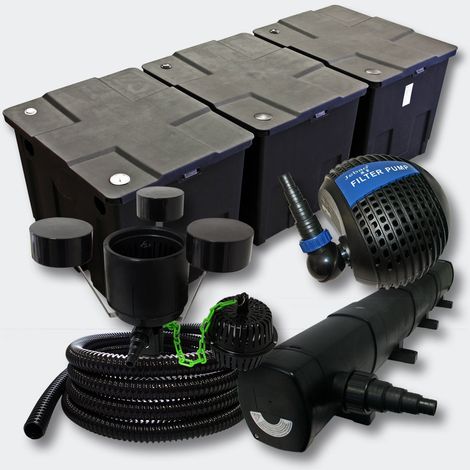 Helloshop26 – Kit filtration bassin 90000l – Stérilisateur UVC 72W – Pompe éco 10000l/h – Tuyau résistant UV Ø25mm – Ecumeur flottant 2500l/h