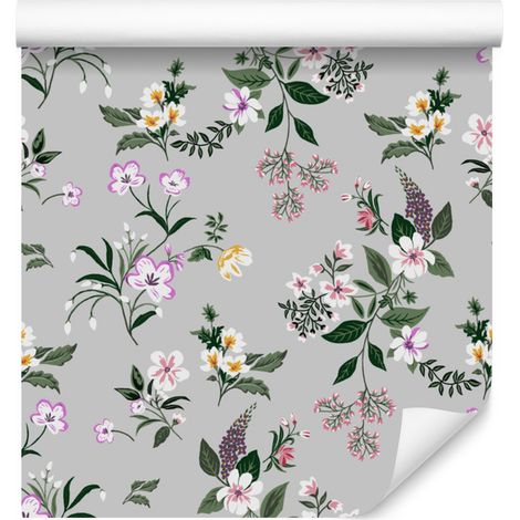 Papier peint fleuri délicat et coloré pour salon et chambre 50x1000 cm (1/5)