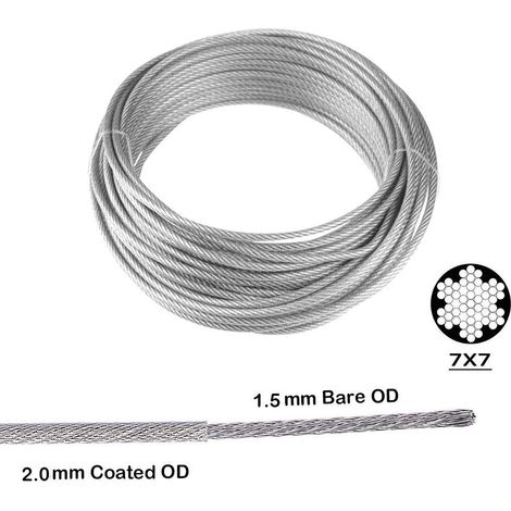 Kit de suspension de corde en acier inoxydable de 30 m avec tendeur de corde M5 et crochet à œil MNS (1/4)