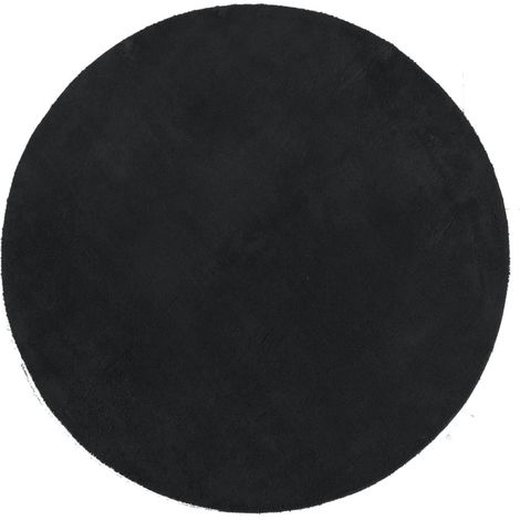 Tapis HUARTE à poils courts doux et lavable noir Ø 160cm (1/5)