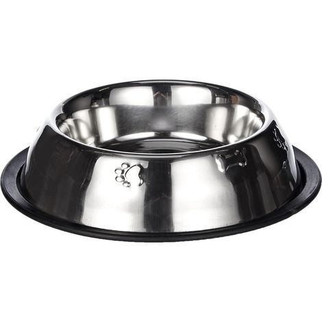 Ciotola per animali domestici in acciaio inox antiscivolo e decorata - 600 ml/22 cm - base antiscivolo - per cani e gatti - Contenitore per cibo per animali (1/4)
