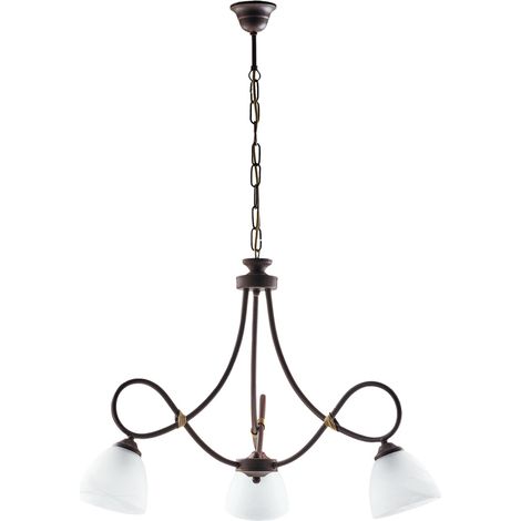 Lampadario arte povera in ferro Nero ruggine tre luci bianchi 58x h52 cm (1/3)