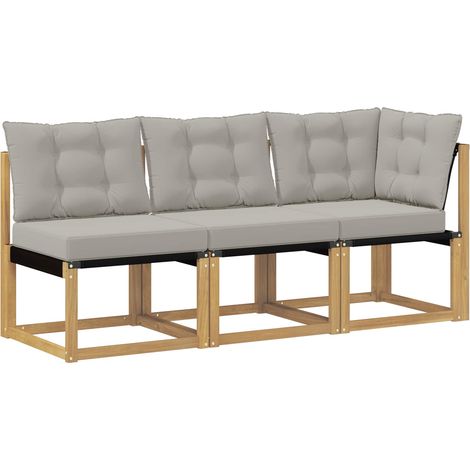 Maison Exclusive - Outdoor Mittel- und Ecksofa mit Kissen 3 Stück