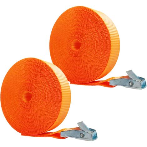 2 sangles d'arrimage 10m avec verrou à cliquet 250kg capacité de charge Orange