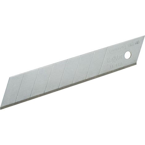 Stanley, 0-11-718, hoja de cutter FatMax 18 mm, paquete de 10 piezas, acero de alta calidad, ideal para cortes precisos en cartón, plástico y más, compatible con cutters de 18 mm
