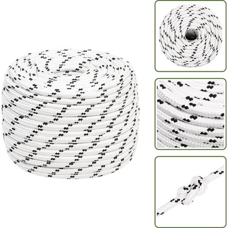 Corde de bateau tressé Blanc 14 mmx25 m Polyester - Corde Marine - Corde De Bateau - Corde Tressée - Polyester - Ligne De Gréement (1/5)