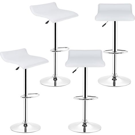 Tabouret de bar (Lot de 4) rotatif à 360° similicuir réglage en hauteur 55-75cm blanc (1/5)