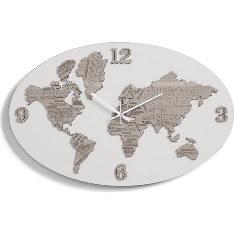 Orologio da parete 70x45 cm PLANISFERO in legno laminato BRC (1/2)