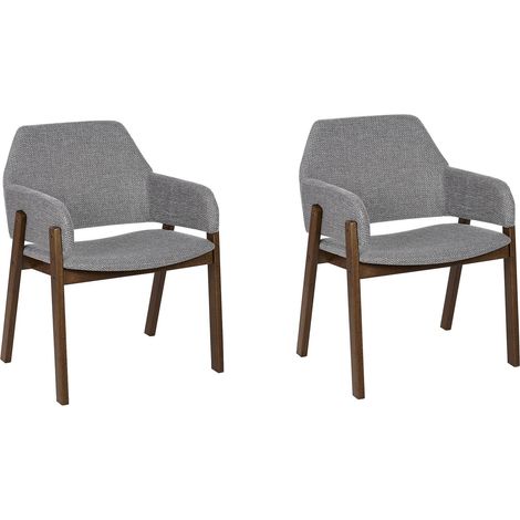 Set di 2 sedie da pranzo retrò imbottite legno scuro e grigio Albion