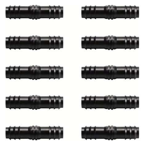 Lot de 10 raccords barbelés cannelés pour tuyau 1,9 cm (20 mm, noir, durables, système d'arrosage goutte à goutte) (1/5)
