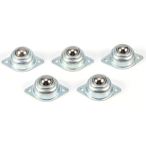 5 roulements à billes universels en acier et fer, montés sur rouleaux, à 2 trous