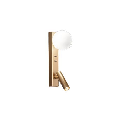 Fog - Applique De Chevet Avec Usb Et Usb-C, Led 3W+G9, Sphère Blanche, 3000K, Corps Orientable, Diffuseur En Verre - Perenz - Doré (1/3)