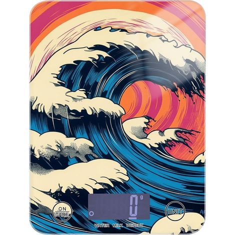 Ukiyo-e Style Waves Balance de cuisine numérique avec écran LCD 5 kg/ (1/5)
