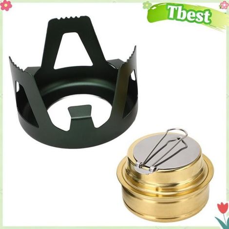 Tbest mini brûleur à alcool Mini réchaud à alcool en laiton et alliage d'aluminium, sûr, coupe-vent, sport popote Vert foncé (1/4)