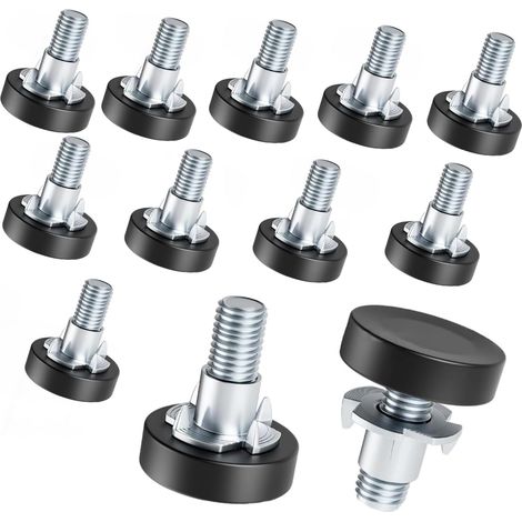 Paquete de 12 patas ajustables para muebles con rosca de 1/4" con almohadilla de fieltro de lana y cuatro tuercas de mordaza para mesas, armarios, sillas y taburetes. (1/5)