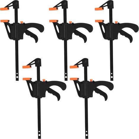 Set of 5 Single Hand Clamp Screw Clamps Tensioners Clamps and Tensioners Quick Clamp 4" Screw Clamp F Clamp Woodworking Ratchet Clamp (1/5)