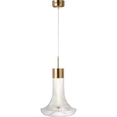 Suspension led verre transparent et métal doré design élégant - Verre transparent et doré raffiné (1/3)