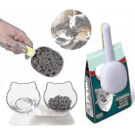 Gamelle pour chatons surélevée anti-vomissements, double gamelle transparente - (1/5)