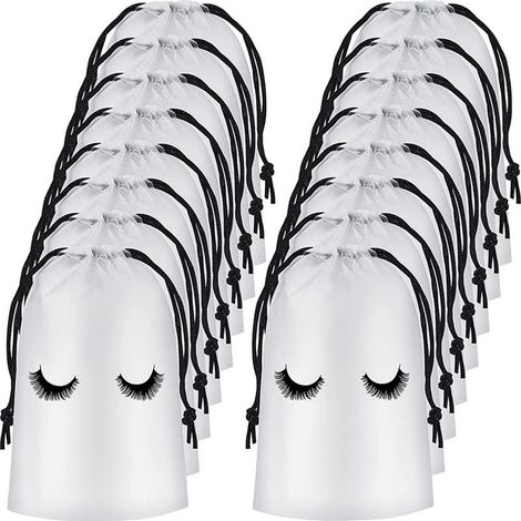 Lot de 50 pochettes de soin pour extensions de cils, pochettes cosmétiques en plastique pour clientes, pochettes de maquillage et d'emballage pour extensions de cils, trousse de toilette portable avec (1/5)