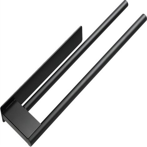 Toallero doble negro mate, 39 cm, Autoadhesivo, Acero inoxidable, Fácil de instalar, Impermeable, Agarre firme, Duradero y resistente (1/5)