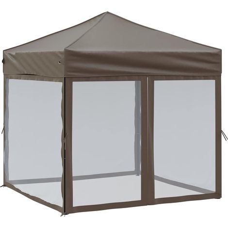 vidaXL Carpa para fiestas plegable con paredes gris taupé 2x2 m (1/2)