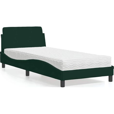 Teenpull – Bett mit Matratze "Dover" Dunkelgrün 90x200 cm Samt (1/5)
