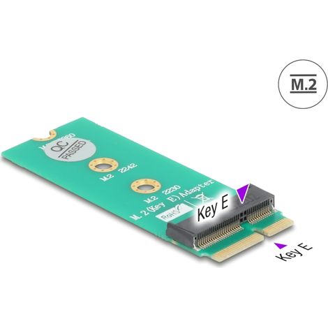 Delock Adaptador M.2 Key E macho a ranura M.2 Key E - protector de puerto y extensiÃ³n