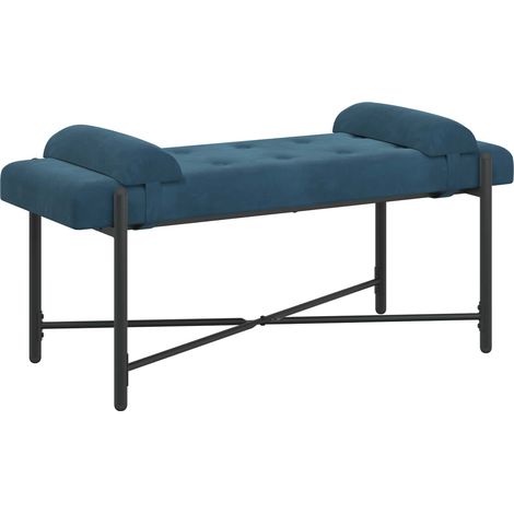 Button-Tufted Bench with Pillows Blue 110 x 40 x 46 cm Velvet vidaXL