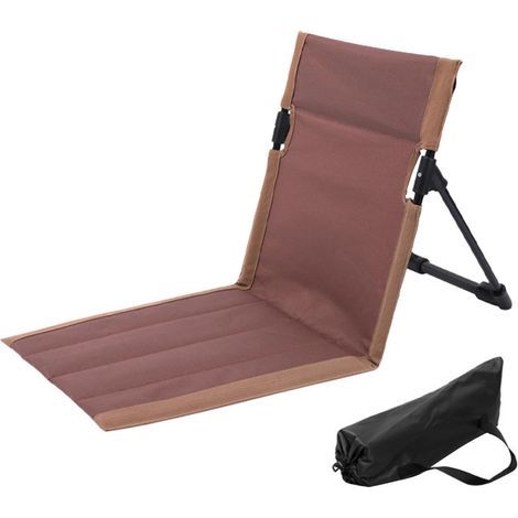 Silla plegable de 39,5 x 38,5 x 41,5 cm en tubo de aluminio marrón con respaldo, ideal para un picnic en la playa o en el césped, 1 unidad (1/5)